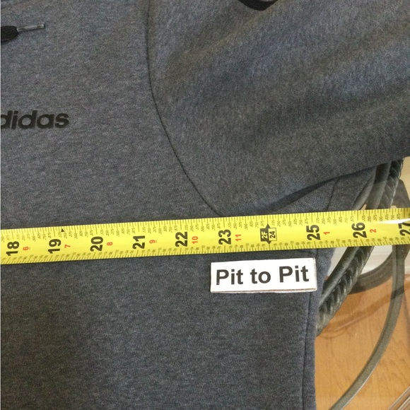 Adidas Men's XL 3 Stripes Fleece Full-Zip Hoodie Dark Grey & Black Jacket. - Picture 5 of 6